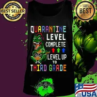 Third Grade Quarantine Shirt Back To School T Rex Gamer Gift Premium T-Shirt Tank top