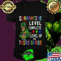 Third Grade Quarantine Shirt Back To School T Rex Gamer Gift Premium T-Shirt