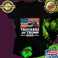 Truckers For Trump 2020 Pro-Trump Truck Drivers Apparel T-Shirt Ladies tee