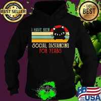 Vintage Black Cat I Have Been Social Distancing Quarantine T-Shirt Hoodie
