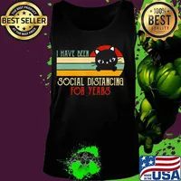 Vintage Black Cat I Have Been Social Distancing Quarantine T-Shirt Tank top