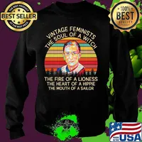 Vintage feminists the soul of a witch the fire of a lioness the heart of a hippie the mouth of a sailor vintage retro s Sweater