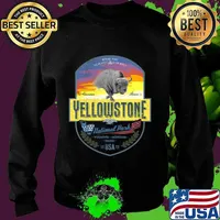 Vintage Retro US Bison Buffalo Yellowstone National Park T-Shirt Sweater