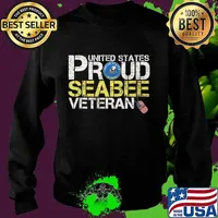 Vintage United States Proud Navy Seabee Veteran U.S Military Shirt Sweater