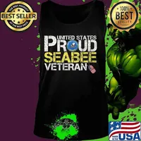 Vintage United States Proud Navy Seabee Veteran U.S Military Shirt Tank top