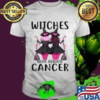 Witches United Against Cancer Wear Pink Halloween Support T-Shirt