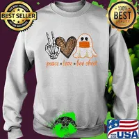 Womens Peace Love Boo Sheet Halloween Costume T-Shirt Sweater