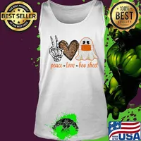 Womens Peace Love Boo Sheet Halloween Costume T-Shirt Tank top