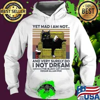 Yet mad i am not and very surely do i not dream the black cat edgar allan poe vintage retro s Hoodie