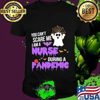 You can't scare me i'm a nurse during a pandemig ghost bat halloween shirt