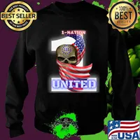 1-NATION UNITED III Skull American flag T-Shirt Sweater