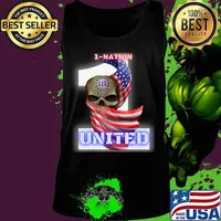 1-NATION UNITED III Skull American flag T-Shirt Tank top