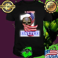 1-NATION UNITED III Skull American flag T-Shirt