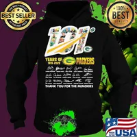 101 years of 1919 2020 green bay packers thank for the memories signatures s Hoodie