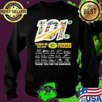 101 years of 1919 2020 green bay packers thank for the memories signatures s Sweater