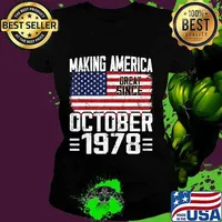 42nd Birthday Gift October 1978 American Flag 42 Years Old T-Shirt Ladies tee