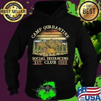 Camp Quarantine Social Distancing Club 2020 Funny Camper T-Shirt Hoodie