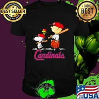 Charlie brown snoopy and woodstock cardinals baseball shirt