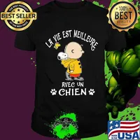 Charlie brown snoopy and woodstock la vie est meilleure avec unchien shirt