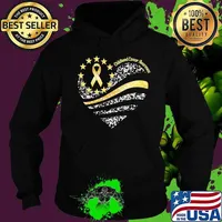 Childhood cancer awareness heart american flag s Hoodie