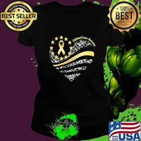 Childhood cancer awareness heart american flag s Ladies tee