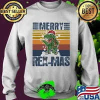 Dinosaur merry christmas rex-mas vintage retro s Sweater
