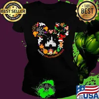 Disney mickey mouse happy hallothanksmas halloween thanksgiving christmas s Ladies tee