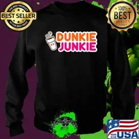 Dunkie Junkie Love Funny Coffee Sayings Novelty Shirt Sweater