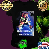 Eddie van halen playing guitar 1955 2020 thank for the memories signature s Ladies tee