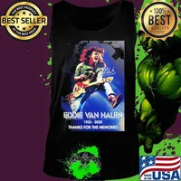 Eddie van halen playing guitar 1955 2020 thank for the memories signature s Tank top