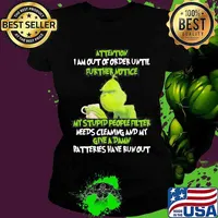Grinch attention i am out of order until further notice my stupid people filter needs cleaning and my give a damn batteries have run out s Ladies tee