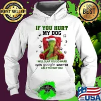 Grinch santa if you hurt my dog i will slap you so hard even google won't be able to find you christmas s Hoodie