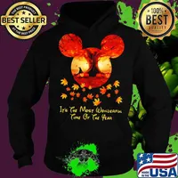 Halloween mickey mouse it's the most wonderful time of the year leaves map s Hoodie