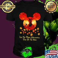Halloween mickey mouse it's the most wonderful time of the year leaves map shirt