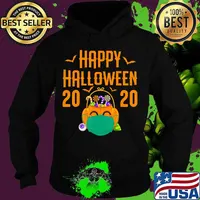 Happy Halloween 2020 Jack O Lantern In Mask Funny Quarantine T-Shirt Hoodie