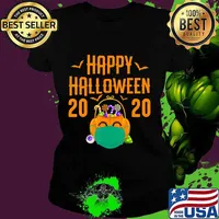 Happy Halloween 2020 Jack O Lantern In Mask Funny Quarantine T-Shirt Ladies tee