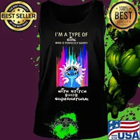 I'm a type of girl who is perfectly happy with stitch and supernatural s Tank top