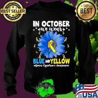 In October Blue And Yellow Down Syndrome Awareness Gifts T-Shirt Sweater
