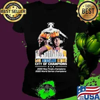 Los angeles kings city of champions 2020 nba finals champions 2020 world series champions signatures s Ladies tee