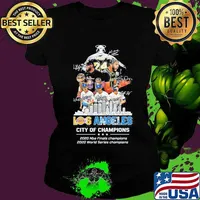 Los angeles lakers city of champions 2020 nba finals champions 2020 world series champions signatures s Ladies tee
