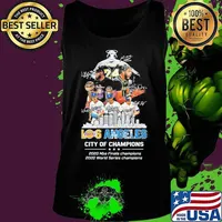 Los angeles lakers city of champions 2020 nba finals champions 2020 world series champions signatures s Tank top