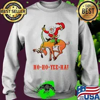 Merry christmas santa claus riding reindeer ho ho yee ha s Sweater
