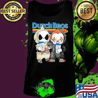 Nightmare and IT hug Dutch Bros coffee Halloween s Tank top
