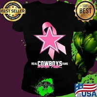 Real Cowboys fans wear pink cancer awareness s Ladies tee