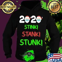 Santa Claus Wearing Face Mask 2020 Stink Stank Stunk Merry Christmas Shirt Hoodie