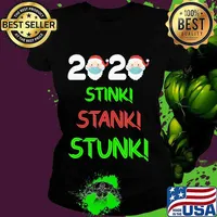 Santa Claus Wearing Face Mask 2020 Stink Stank Stunk Merry Christmas Shirt Ladies tee