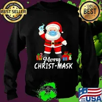 Santa Wearing Mask Gift Quarantine Christmas 2020 Costume T-Shirt Sweater