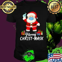 Santa Wearing Mask Gift Quarantine Christmas 2020 Costume T-Shirt
