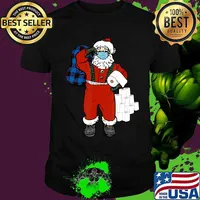 Santa With Face Mask And Toilet Paper Christmas Shirt