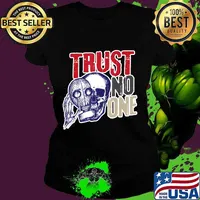 Skull Skull Gas Mask Trust No One Ladies tee